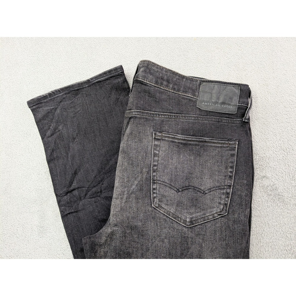 American Eagle Outfitters Original Straight Jeans Mens 36x34 Black Wash Flex